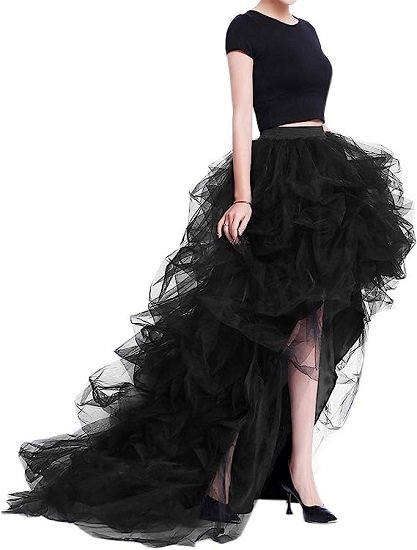 Women's Long High Low Ruffles Party Tulle Skirt