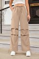 Women's Loose Cargo Pants High Waist Casual Wide Leg Drawstring Trousers