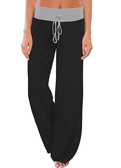 Women's Comfy Pajama Pants Casual Drawstring Palazzo Lounge Wide Leg Pants