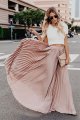 Women's High Waist Flowy Pleated Chiffon Maxi Skirt