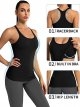 Women's Ribbed Workout Tank Top with Built-in Bra Tight Crew Neck Track Top