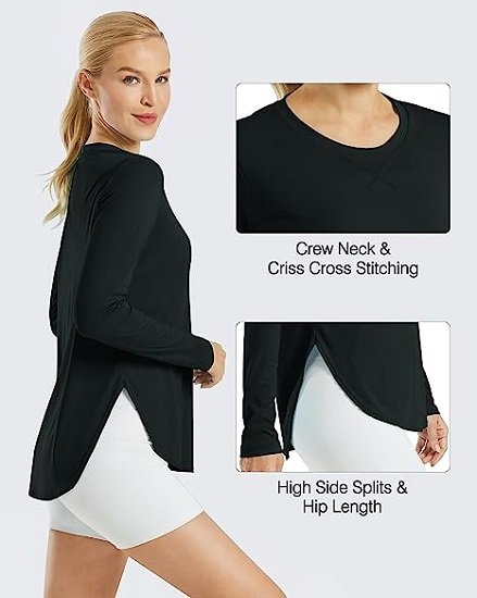 Women's UPF 50+ UV Shirt Long Sleeve Outdoor Fitness Hiking Top Quick Dry Lightweight